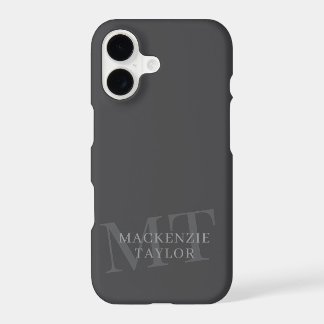 Elegant Monogram Name Personalized Text  iPhone Case (Back)