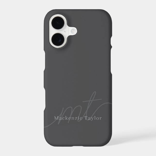 Elegant Monogram Name Personalized Text  iPhone Case (Back)