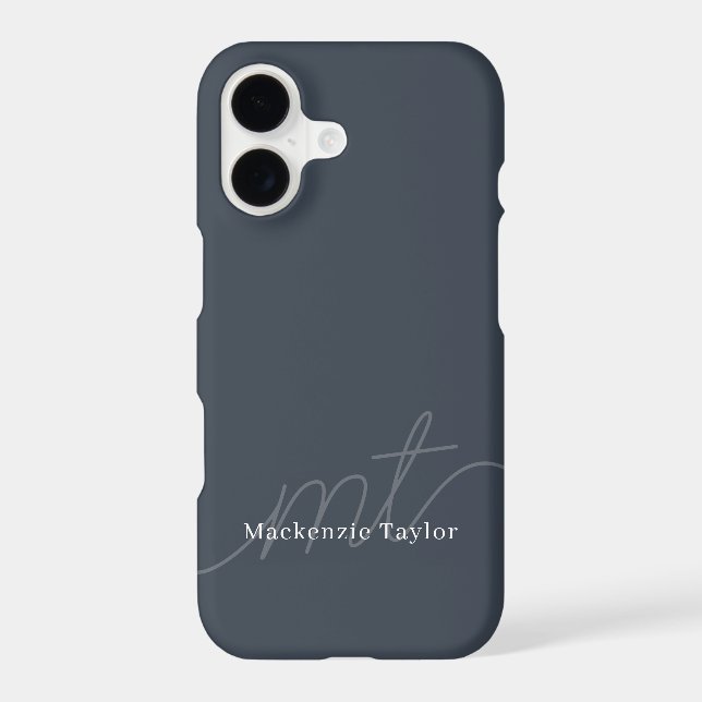 Elegant Monogram Name Personalized Text  iPhone Case (Back)