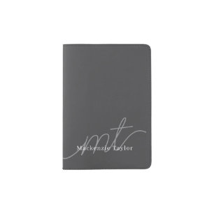 Elegant Monogram Name Personalized Text  Passport Holder