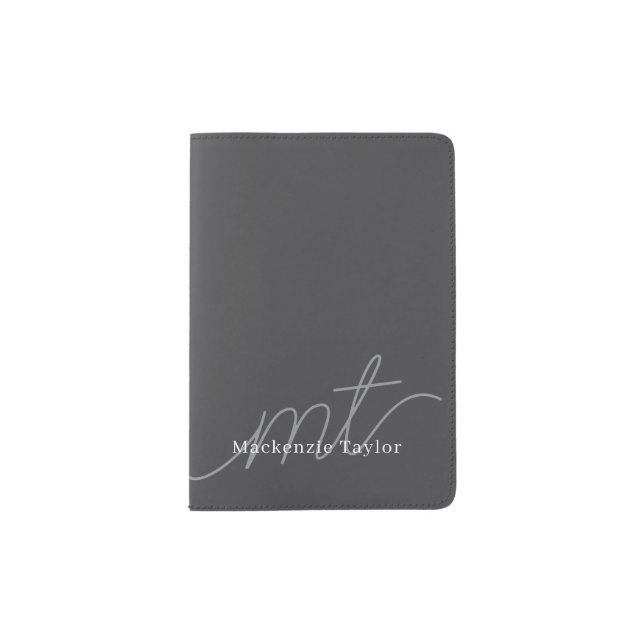 Elegant Monogram Name Personalized Text  Passport Holder (Front)