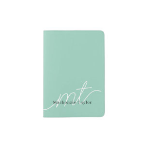 Elegant Monogram Name Personalized Text  Passport Holder