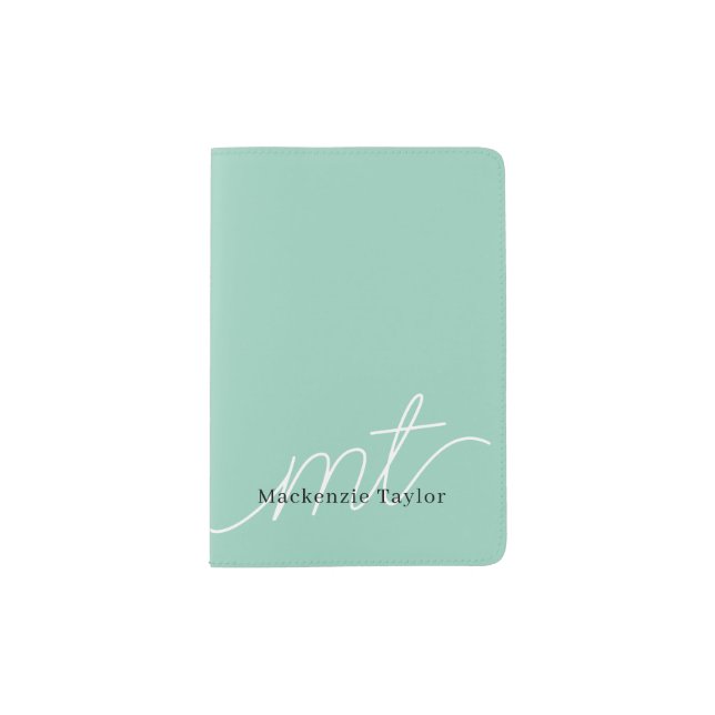 Elegant Monogram Name Personalized Text  Passport Holder (Front)