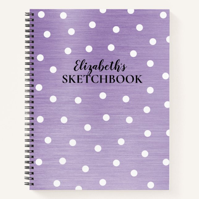 Elegant Monogram Name Purple Sketchbook Notebook (Front)