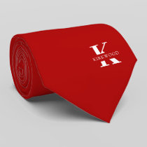 Elegant Monogram + Name | Scarlet Red Neck Tie