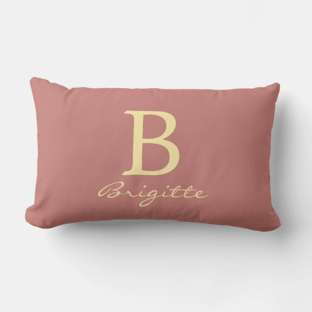 Elegant Monogram Name Script Letter B Template Top Lumbar Pillow (Front)
