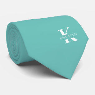 Elegant Monogram + Name   Seafoam Green  One-Sided Neck Tie