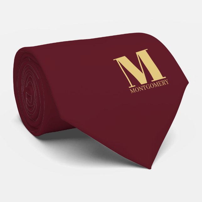 Elegant Monogram + Name Wedding Tie (Rolled)