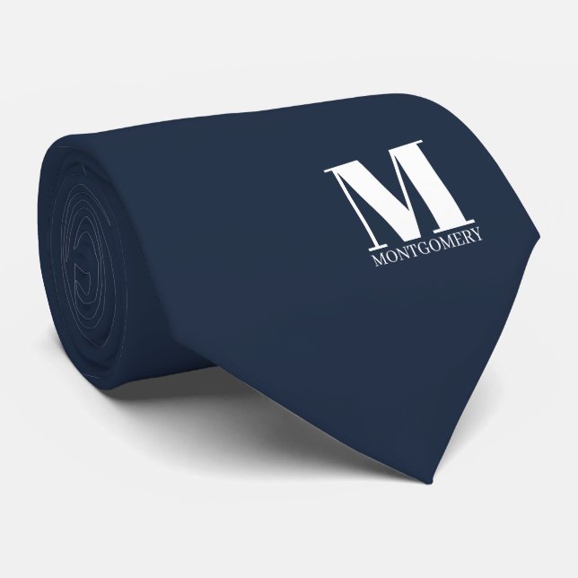 Elegant Monogram + Name Wedding Tie (Rolled)