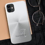 Elegant Monogram Name White Ombre Faux Metal Iphone 11 Case at Zazzle