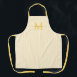Elegant Monogram Name Yellow Stripe Apron<br><div class="desc">Add a touch of elegance to everyday cooking and baking with this feminine personalized apron. Featuring a soft yellow and white striped background, this stylish apron is beautifully finished with your initial and name in a fancy script font, creating a timeless and sophisticated look. Perfect for home cooks, bakers, entertainers,...</div>