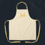 Elegant Monogram Name Yellow Stripe Apron<br><div class="desc">Add a touch of elegance to everyday cooking and baking with this feminine personalized apron. Featuring a soft yellow and white striped background, this stylish apron is beautifully finished with your initial and name in a fancy script font, creating a timeless and sophisticated look. Perfect for home cooks, bakers, entertainers,...</div>