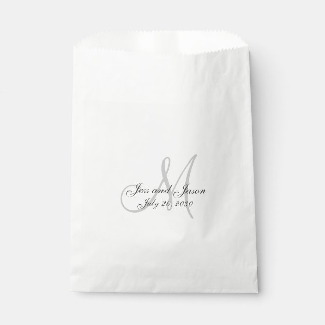 Elegant Monogram Names Thank You Wedding Favor Bag (Front)