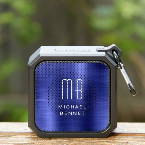 Elegant Monogram Navy Blue Bluetooth Speaker