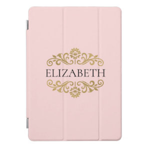 Elegant Monogram Navy Blue Gold Chic iPad Pro Cove Cover