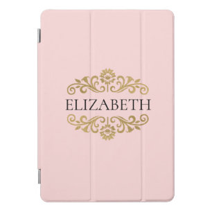 Elegant Monogram Navy Blue Gold Chic iPad Pro Cove Cover