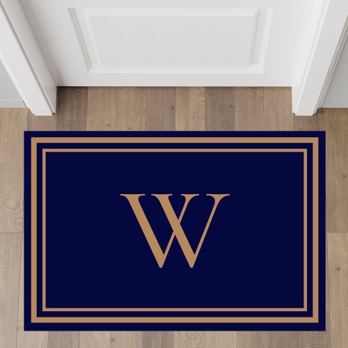 Elegant Monogram Navy Blue Rug