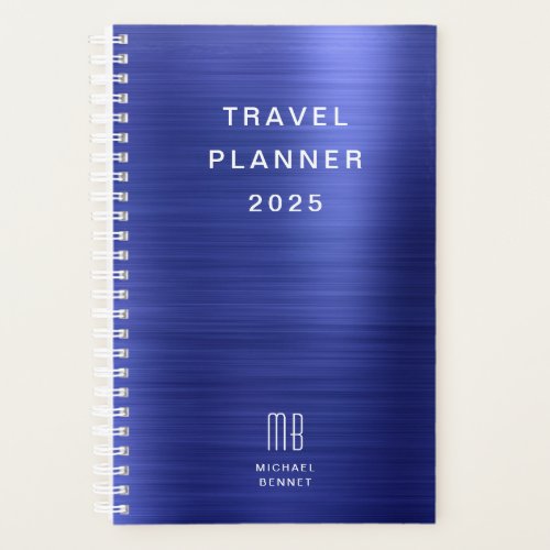 Elegant Monogram Navy Blue Travel  Planner