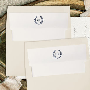 Elegant Monogram Navy Cream Wedding Envelope Liner
