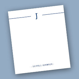 Elegant Monogram Navy White Notepad