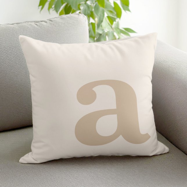 Elegant Monogram Neutral Beige Letter Initial Throw Pillow (Creator Uploaded)