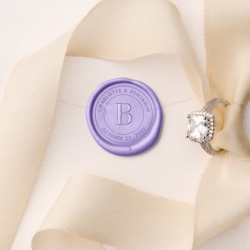 Elegant Monogram Newlywed and Wedding Date Custom Wax Seal Stamp