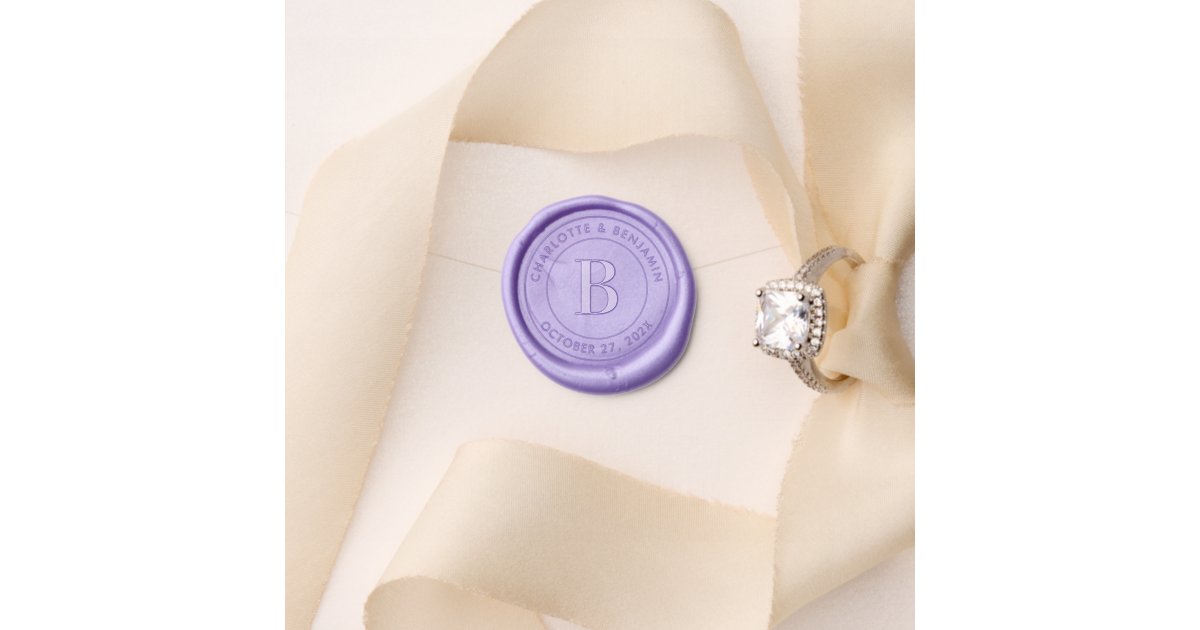 Elegant Monogram Newlywed and Wedding Date Custom Wax Seal Stamp | Zazzle