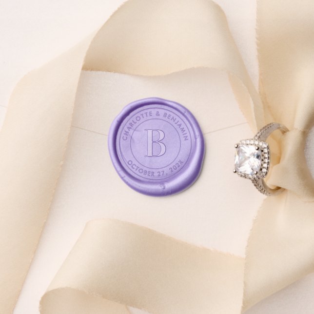 Elegant Monogram Newlywed and Wedding Date Custom Wax Seal Stamp (Insitu (Wedding))