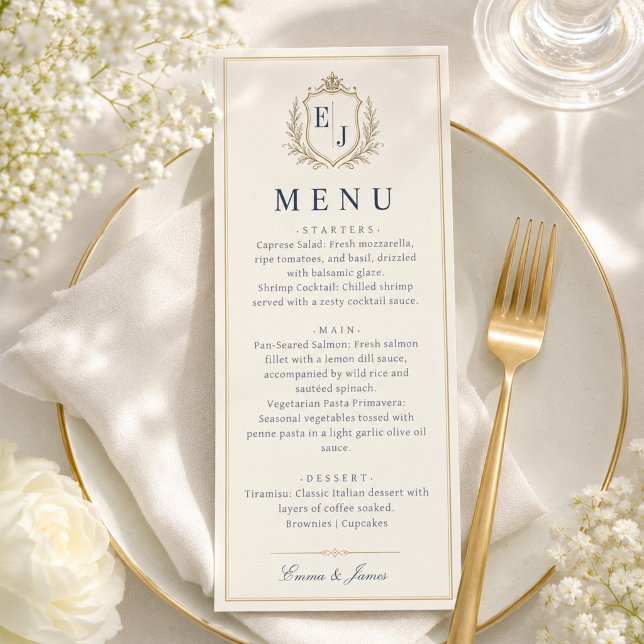 Elegant Monogram Old Money Wedding Dinner Menu (Creator Uploaded)