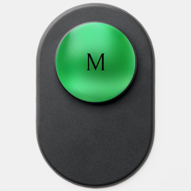 Elegant Monogram on Emerald Green PopSocket (Popsocket)