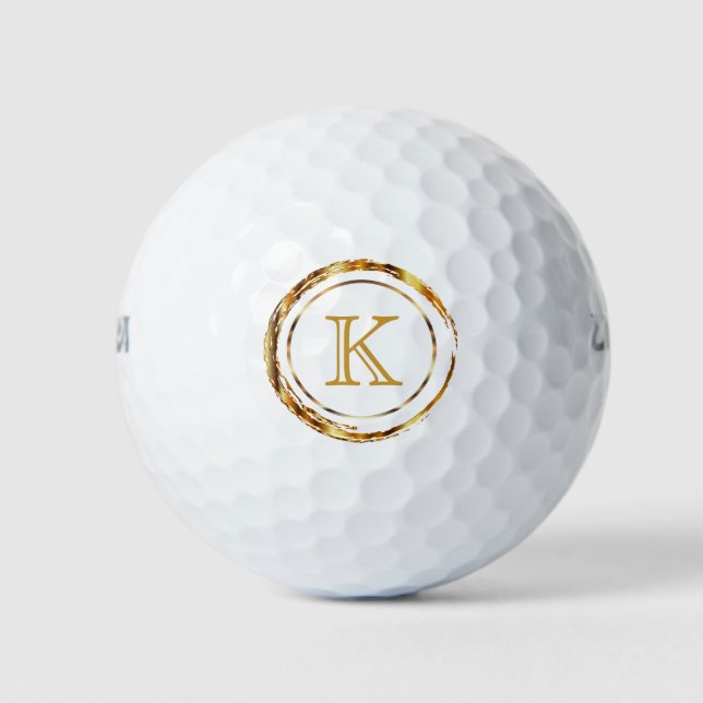 Elegant Monogram On Gold Golf Balls (Front)