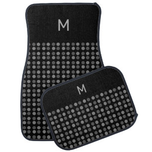 Elegant Monogram on Silver Gray and Black Car Floor Mat