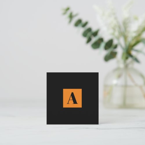 Elegant Monogram Orange Black business card