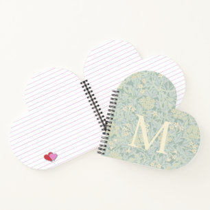 Elegant Monogram Pastel Green Jasmine Floral Notebook