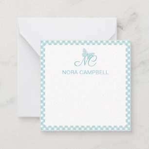 Elegant Monogram Pastel Turquoise Personalized Note Card