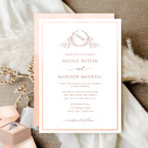Elegant Monogram Peach Watercolor Wedding