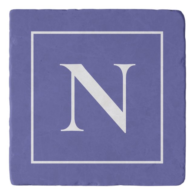Elegant Monogram Periwinkle Blue Minimalist Trivet (Front)