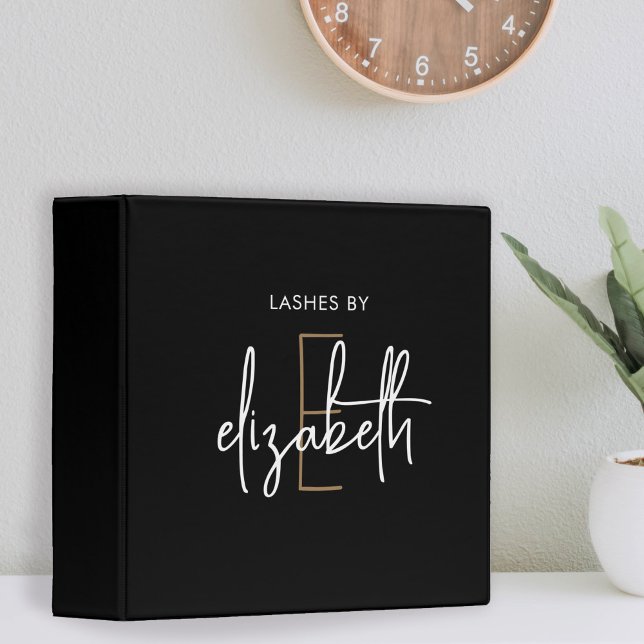 Elegant Monogram Personalized Beauty Business 3 Ring Binder (Creator Uploaded)