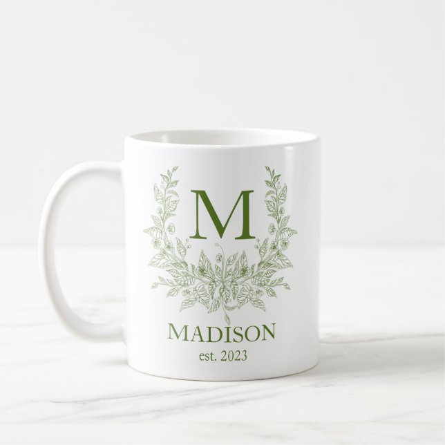 Elegant Monogram Personalized Coffee Mug (Left)
