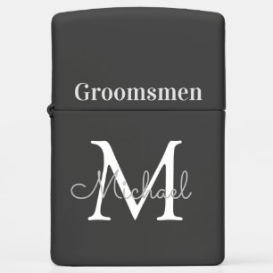elegant monogram personalized groomsmen stylish zippo lighter