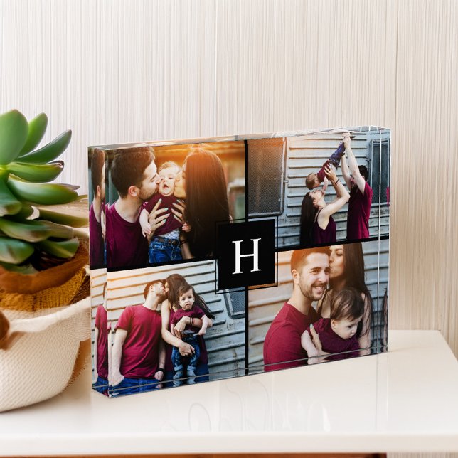 Elegant Monogram Photo Collage Block (Creator Uploaded)