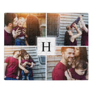 Elegant Monogram Photo Collage Jigsaw Puzzle