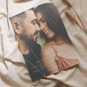 Elegant Monogram Photo Minimalist Wedding Invitation