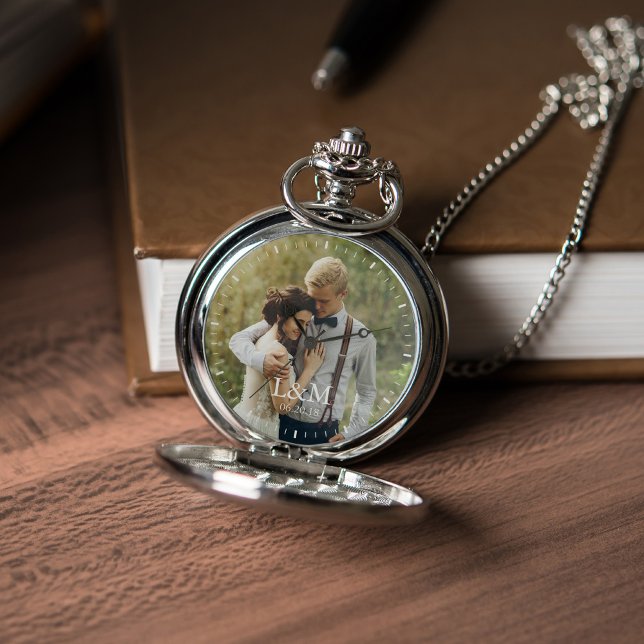 Elegant Monogram Photo Pocket Watch (Inspiration mockup (not actual product))