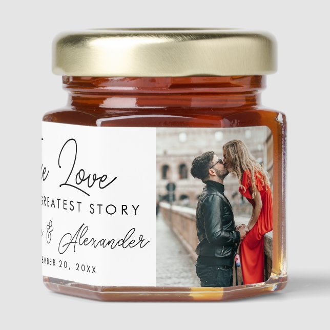 Elegant Monogram photo Wedding couples names Honey Jar Favors (Right)