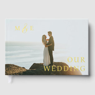 Elegant Monogram Photo Wedding Foil Foil Guest Book