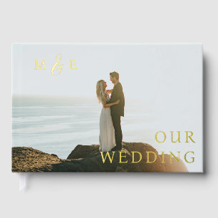 Elegant Monogram Photo Wedding Foil Guest Book