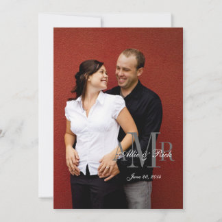 Elegant Monogram Photo Wedding Invitation Back