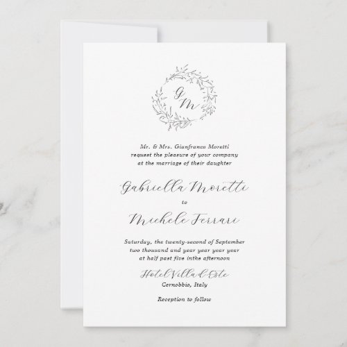Elegant Monogram Photo Wedding Invite with RSVP