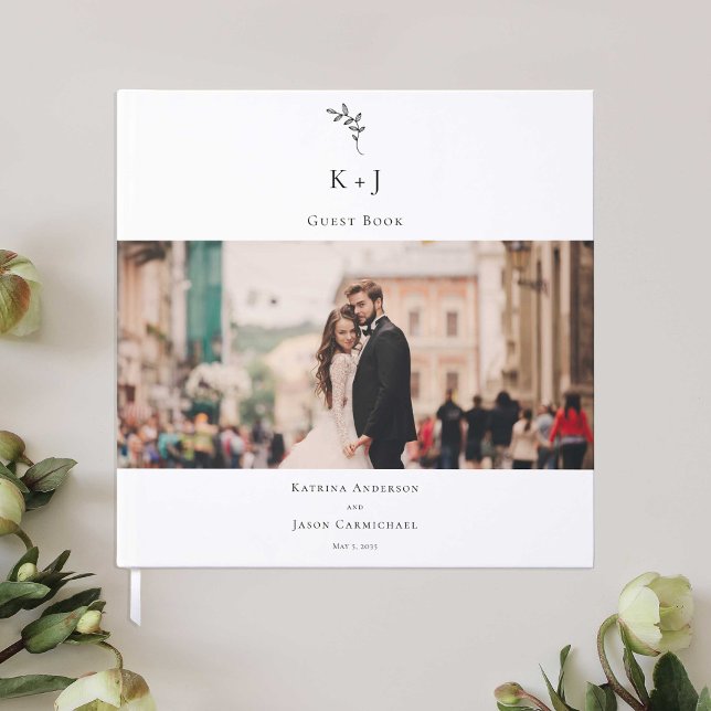 Elegant Monogram Photo Wedding Minimal Elegant Guest Book (Creator Uploaded)